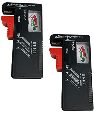 Battery Tester Checker, Universal Small Battery Tester for AAA AA C D 9V 1.5V, Button Cell Batteries Checker - Small Volt Checker for All Batteries - 2 Pack