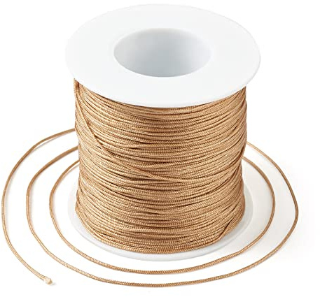 Bestewelry Cordoncino in nylon, filo da 0,8 mm intrecciato per annodatura, filo macramè, per gioielli, cucito (verga d'oro scuro)