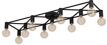 EGLO Deckenlampe Speke, 11-flammige Deckenleuchte | Deckenbeleuchtung Vintage, Industrial, Retro, Wohnzimmerlampe aus Stahl in schwarz, Lampe Decke mit E27 Fassung