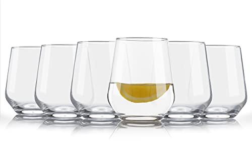 Galvog® Set of 6 Tumbler Glasses 400ml for All Beverages | Crystal Clear Water Drinking Glasses - Juice Cocktail Whiskey Cocktail Glass Cups - Radiance Collection