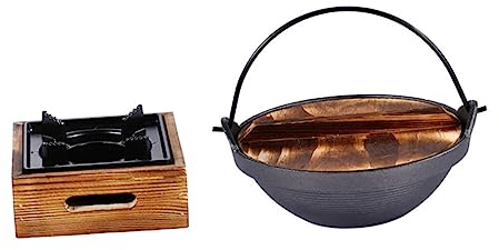 Sukiyaki Cast Iron Soup Bowl Cast Iron Nabe Pot Cauldron Simmer Pot Single Soup Pot Japanese Nabe Pot Enameled Dutch Oven Outdoor Picnic Cookware Hanging Pot With Cover Wooden