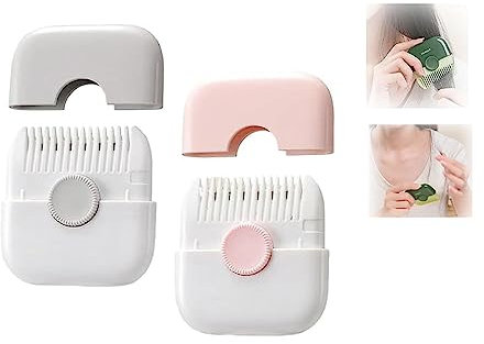 Mini Peigne Tondeuse Manuelle, 2 En 1 Tondeuse à Cheveux, Tondre Et Arranger Les Cheveux, Peigne Tondeuse Multifonctionnelle Tondre Les Cheveux, Peigne Tondeuse Manuelle (Grey + Pink)
