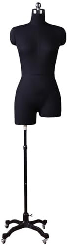 HDYZJQ schaufensterpuppe Halbkörper-Nähpuppe for Schneiderinnen, for Design/Theke/Kleidungspräsentation, großer Damen-Schaufensterpuppen-Torso aus Styropor mit Rad, schwarz(Model 84)