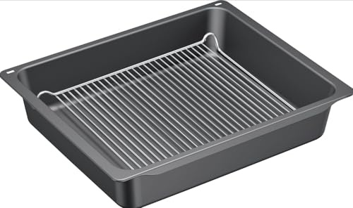 ensipart Backblech tief mit Einlegerost kompatibel mit Siemens 17002738 HEZ633070 extra tiefe Profipfanne mit Einlegerost für Backofen