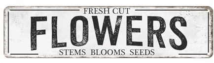 Fresh Cut Flowers Sign Vintage Farmers Market Decor Flower Shop Metal Tin Sign Flower Market Decor Garden Signs Home Cave Garage Bar Art Plaque Wall Decoration