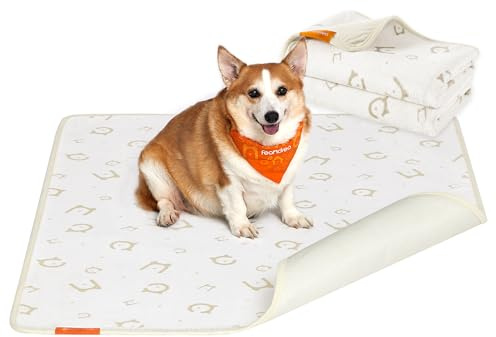 Feandrea hundmattor tvättbara, set om 2, återanvändbara hundmattor, 122 x 91 cm, L, vattentäta, läckagesäkra, halkfria, absorberande för hundar, katter, kaniner, molnvit PTD003W01