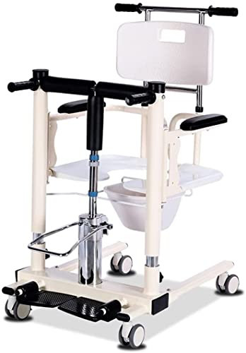 Hydraulischer Patientenlifter, mobiler tragbarer Luftlift für den Haushalt, tragbarer Patientenlifter für den Haushalt, manueller Luftlift mit 180 ° geteiltem Sitz, Nachtstuhl mit Bettpfann