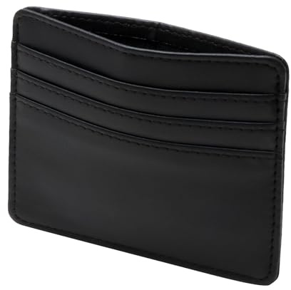 Teuena Porte Carte de Crédit Portefeuille en Cuir avec 3 Emplacements pour Cartes et Compartiment pour Ticket, RFID Blocage Protege Etui Carte Bancaire Minimaliste pour Homme Femme (Noir)
