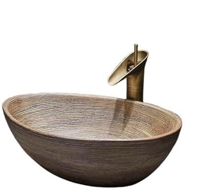 yixinzi-2024 Waschbecken Aufsatzwaschbecken Balkonwaschbecken Keramikkunst Retro Handwaschbecken Home Badezimmer Toilettenwaschbecken Aufsatzwaschbecken(Bruin)