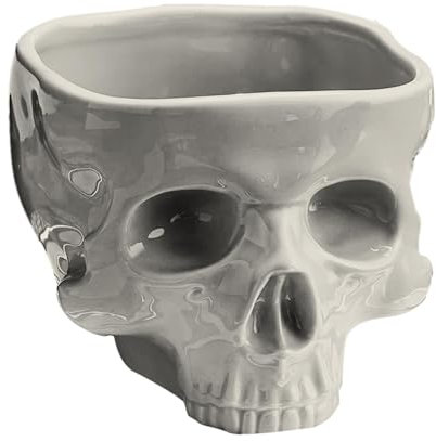 Generic Skeleton Head Snack Bowl - Skull Figurine Serving Tray, Multicolor Ceramic Halloween Candy Bowl, 4.33*3.94*3.5 inches, 0 liters