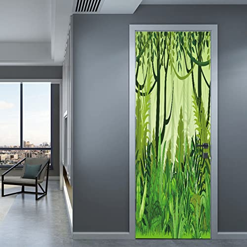 MYIESAXL Türtapete Selbstklebend 90x200 cm Grüne Pflanze Türaufkleber 3D Tür Poster PVC Türtapeten DIY Türbild, Türfolie Poster Türaufkleber für Schlafzimmer Gang Tür, Tür tapeten