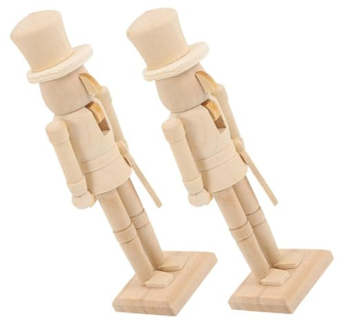 TOYANDONA 2pezzi Adornamenti Legno Di Nutcracker Non Verniciati Decorazioni Fai Te Per Natale Per Decorare Casa e Regali Creativi Per Appassionati Di