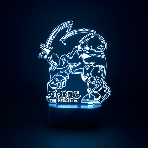 Grupo Erik Sonic The Hedgehog Lampe LED Licht Deko Figuren | Stimmungslicht Schreibtisch - 19,5 x 5,5 cm Nachttischlampe Kinder und Erwachsene Zubehör