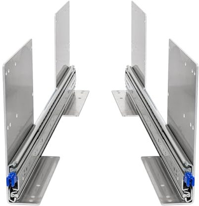 BRASOM Auszugsschienen - Schubladenschienen 700mm, 250kg, 28 inch, mit hohe Bodenmontage, Heavy Duty, Lock in/aus Schubladen Schienensystem, Kugellager, links und rechts