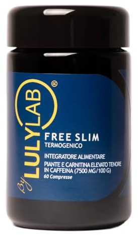 LULYLAB Free Slim Integratore Alimentare con Caffeina e Carnitina, Supporta il Metabolismo dei Grassi, Aiuta la Produzione di Energia, Riduzione della Stanchezza Fisica e Mentale, 60 Compresse