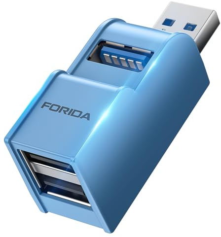 FORIDA 3 in 1 USB 3.0 Hub, Mini USB Hub Splitter mit Mehreren USB3.0 Adapter, 1 USBA 3.0 & zu 2 USB2.0 Out, Mutil Ports USB Verteiler für Laptop, MacBook, Flash-Laufwerk, Tastatur, Maus (Blau) | Kleiner USB 3.0 Hub, tragbarer USB-Port-Splitter für Tastatur, mobile Festplatte, U-Disk, Kamera, Maus usw