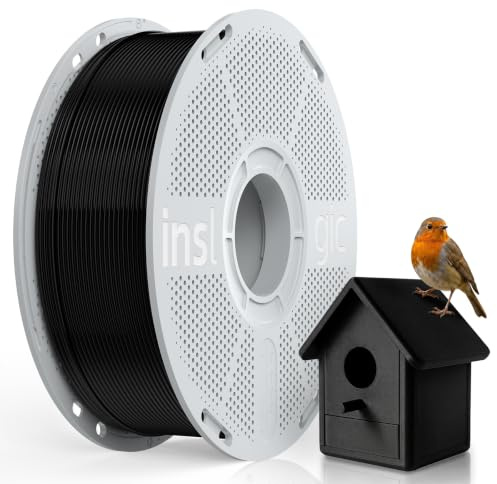 Inslogic ASA 3D-Druckerfilament 1.75mm, UV- und wetterbeständig, hohe Festigkeit und geringe Verformung, Maßgenauigkeit +/- 0.02mm, ideal für das Drucken von funktionalen Außenbauteilen, 1kg, Schwarz