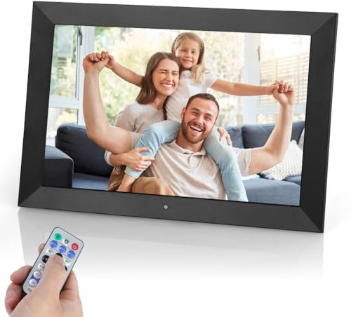 Vicloon Cornice Digitale 10.1 Pollici, Schermo 1280x800 HD IPS, Cornice Elettronica con Telecomando, Foto/Musica/Video/Calendario/Orologio, Supporto USB o Scheda SD, Rotazione Automatica (Non WiFi)