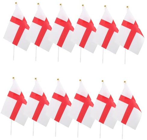 BESPORTBLE 12pcs Hand Waving Flag Soccer Flag Hand-waving National Small National Mini England Sports Wallet Football Wallet -cranked Uk Polyester