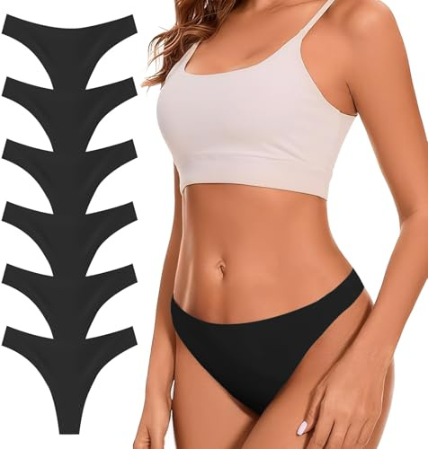 TDONE String Tanga Damen Nahtlos, Bequem Nahtlose Unterwäsche Frauen Stretch Niedriger Taille Seamless Slips Atmungsaktiv Unterhosen Damen Sexy Thong Bikini Unsichtbare Panties 6er Pack