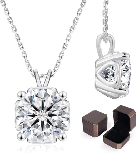 KRKC&CO Moissanite Anhänger Kette Damen 925 Silber, 1 CT Moissanit Diamant Halskette, VVS1 Reinheit D Farbe, Länge verstellbar 45+5cm, mit Geschenkbox, Geschenk für Frau Freundin Mama Tocher