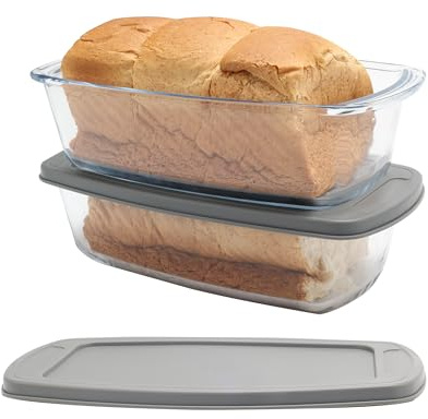 Vitrignis 2er-Pack 1,8 l Glas Brotbackform mit Deckel – Brotform zum Backen von Brot, ofen-, spülmaschinen-, kühlschrank-, gefrierfach- und mikrowellengeeignet – geeignet für Lasagne, Hackbraten