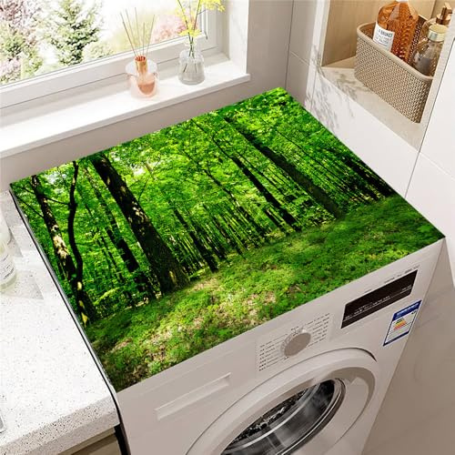 Highdi 3D Paysage Vert Housse de Protection pour Machine à Laver Top, Coussin de Machine à Laver Antidérapant Housse de Machine à Laver pour Machine à Laver Ou Sèche-Linge (Paysage,60x60cm)
