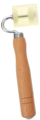 DECOMELODY Rouleau à Coudre En Caoutchouc Manche En Bois Massif Naturel Outil De Pressage Manuel Multifonction Pour Papier Peint, Vinyle Et Isolation Phonique Pour Pose D'autocollants