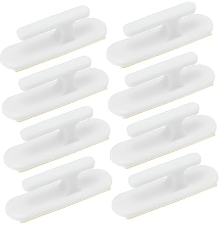 AKOOSY 8pcs White Curtain Rope Cleat Hooks Self-Adhesive Window Blind Rope Cord Cleats for Wall Mounting Practical Curtain Supply Fixing Accessories for Home Management