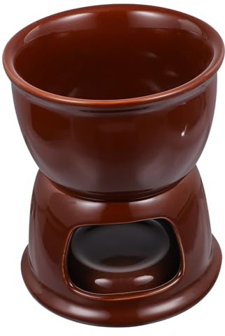 BIUDECO Fondue de Chocolate y Queso Cerámico Olla para Derretir Chocolate y Queso Horno para Fundir con Diseño Resistente y Práctico para Hogar Restaurantes y Fiestas Color Marrón