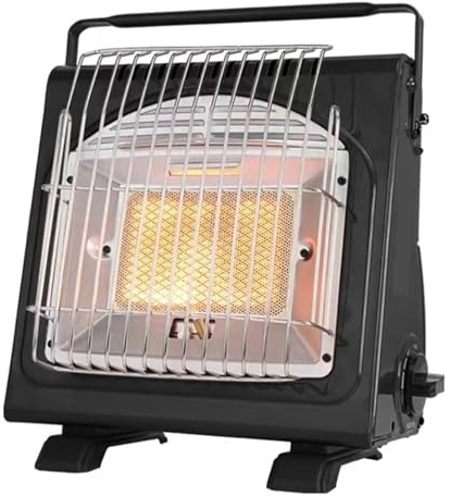 Calentador De Espacio Portátil De 1,7 KW, Calentador De Gas Multifuncional, Calentador De Cerámica, Estufa De Hierro Ajustable, Calentador For Acampar Al Aire Libre, Picnic FáCil De Usar(Black)