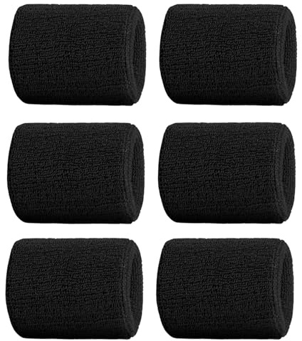 Lot de 6 Bandeau Poignet Sport Absorbants en Coton, Poignet Tennis Unisexe - Poignet Eponge Idéaux pour Le Fitness, Le Handball, Le Football et Le Tennis