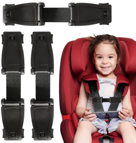 3PCS Car Seat Straps Anti Escape, Car Seat Clip Anti Escape, Prevent Child Taking Their Arms Out of The Straps, Adjustable Safety Clip for Infants and Toddlers, Easy to Install (Black)
