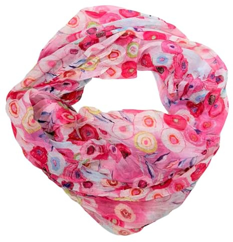 J26 Blume Blümchen Rose Seide Sommer Loop Farbverlauf Silk Uni Rundschal Schlauchschal Stola Schal leicht Tuch (Pink #2)