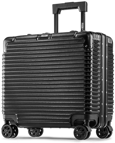 POSH Piloten Koffer Handgepäck Hartschale - Aluminium Rahmen & Schnappverschluss - 37L Business 45x43x25 cm Trolley 100% Polycarbonat - TSA Schloss, mit 4 Rollen