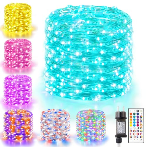 HEYCOLOR 35 Farben 200 LED 20M Weihnachts Lichterkette mit Stecker | Kupferdraht Lichterkette mit Fernbedienung 9 Modi Timer, Wasserdicht Lichterketten für Garten Balkon Partys Zimmer DIY Deko