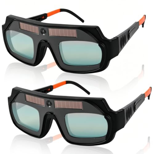 GAOUTO 2 gafas de soldar oscurecimiento automático, gafas de soldar soldar, LCD, autoatenuadas, automáticas, oscurecidas gafas de protección ocular, gafas de protección de soldadura ajustables para