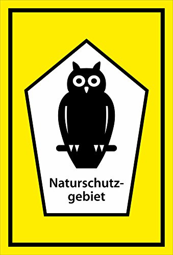 Melis-Folienwerkstatt Schild Naturschutzgebiet - mit Eule – 15x10 cm – 3mm Aluverbund – mehrere Größen/Materialien