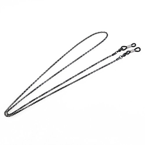 Edelstahl Anti-Rutsch Brillen Sonnenbrille Kettenkordel Umhängeband Halter (Schwarz)