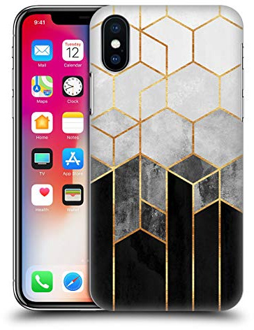 Head Case Designs sous Licence Officielle Elisabeth Fredriksson Hexagones Au Charbon De Bois Paillettes Coque Dure pour l'arrière Compatible avec Apple iPhone X/iPhone XS