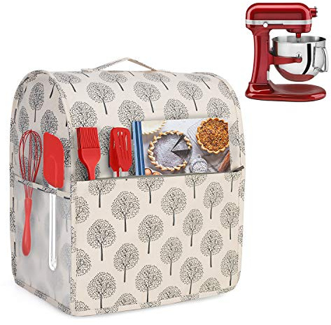 Yarwo Stand Mixer Cover for All 5.7 and 7.6 Litre Stand Mixer, Tree | Water-resistant canvas, multiple pockets, translucent pockets, top handle, dust cover fits 5.7L and 7.6L stand mixers