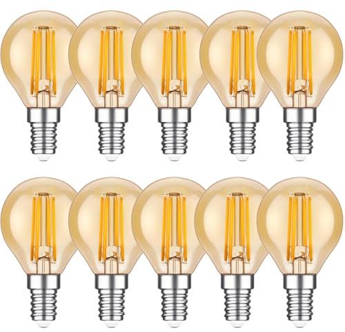 WULUN 10 Stück E14 4W LED Filament Lampen, Edison G45 Mini Globe Lampe, Bernstein Glühen 2700K, 400 LM, 360° Abstrahlwinkel, Nicht Dimmbar, Entspricht 40W Glühlampe, AC 220-240V