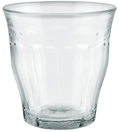 Duralex Lot de 6 verres empilables en verre trempé 25 cl, lot de verres de cuisine résistants pour eau, jus et sodas, usage quotidien, couleurs assorties, collection Picardie