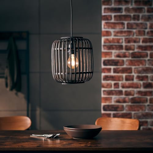 Pendelleuchte, Hängeleuchte aus echtem Rattan, 1x E27 max. 40 Watt aus | Pendelleuchte, Hängeleuchte aus echtem Rattan, 1x E27 max. 40 Watt aus Metall/Rattan in holz dunkel/schwarz