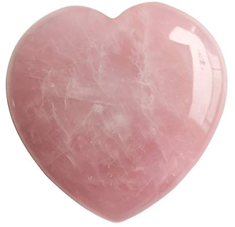 Lovionus89 Natürlicher Rosenquarz Herzstein | Poliertes Heilstein Kristallherz Naturstein | Edelstein Herz Dekoration Meditation | Geschenk Frauen, 55mm
