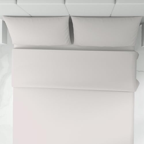 Corredocasa Completo Letto Set Lenzuola in Puro Cotone 100% Matrimoniale 2 Piazze Tinta Unita Made in Italy Lenzuola sopra, Lenzuolo sotto e 2 Federe - Biancheria da Letto, (Panna)