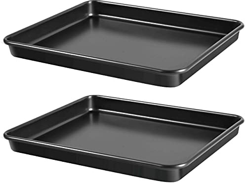 12.7-Inch Nonstick Baking Sheets & Cookie Trays for Oven, 2-Pack PFOA Free Baking Pans Set (Black)