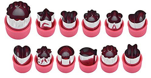 12 Piezas Juego de Formas de Cortador de Verduras y Frutas Moldes Cortador de Frutas Acero Inoxidable para Galletas de Acero Inoxidable Galleta Sushi
