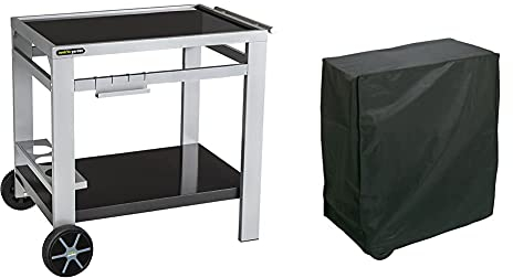 Cook'In Garden Media M Carrello Per Barbecue, Colore Nero/Argento & Rayen Aa236 Copertura Barbecue Rettangolare Peva Nero 90 X 65 X 90 Cm