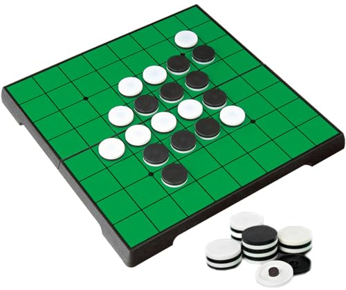 KOKOSUN Reversi Schach, Reversi Spiele, Brett-Strategiespiel, Magnetisch Faltbares Schachbrett Bequeme Aufbewahrung (Abgerundete Ecke)